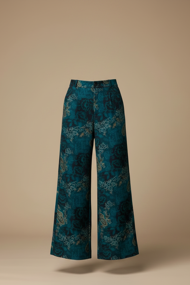 Pantalon À Pince Imprimé Fleuri Ample Fluide Décontracté - Viscose - vue 3