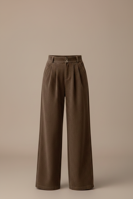 Pantalon À Pince Marron Côtelé Plissé Ample Fille - Cordé - vue 3