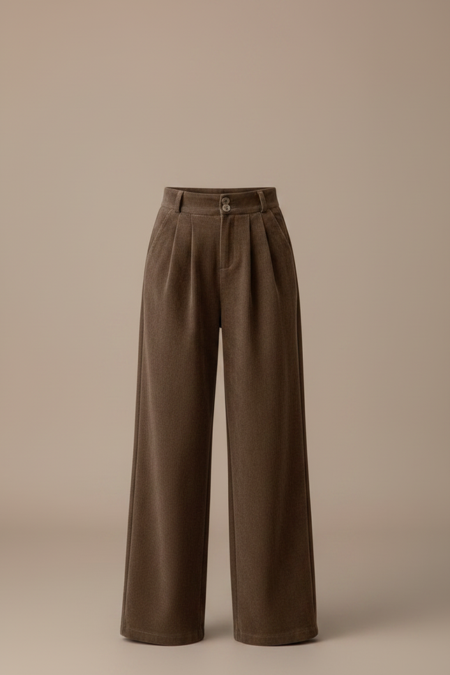 Pantalon À Pince Marron Côtelé Plissé Ample Fille - Cordé - vue 3
