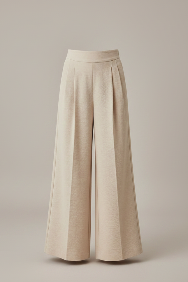 Pantalon À Pince Beige Ample Plissé Confortable Enfant - Maille - vue 3