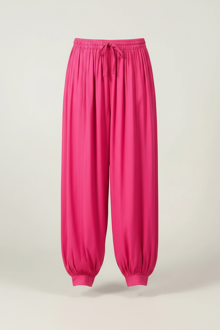 Pantalon À Pince Fuchsia Ample Fluide Décontracté - Rose Viscose - vue 3