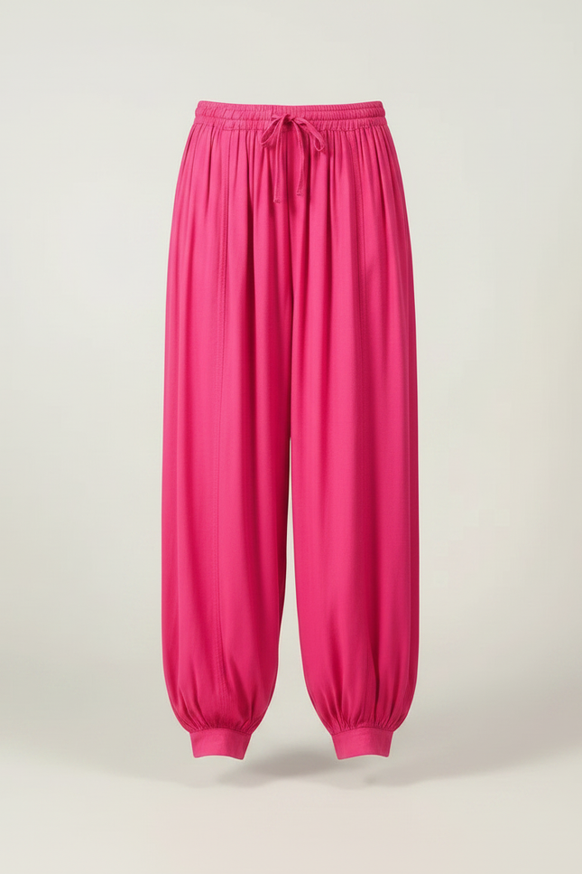 Pantalon À Pince Fuchsia Ample Fluide Décontracté - Rose Viscose - vue 3