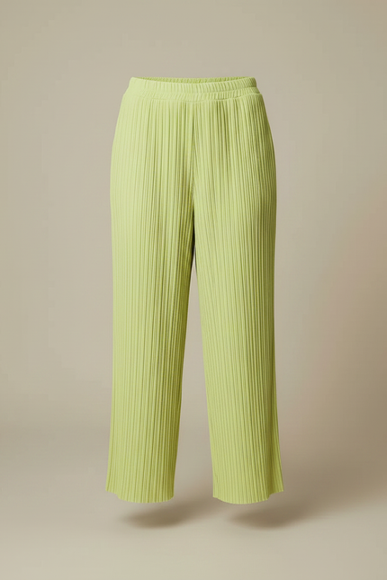Pantalon À Pince Plissé Vert Ample Fluide Décontracté - Polyester - vue 3