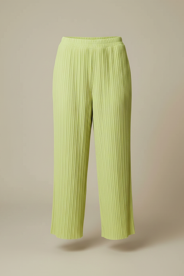 Pantalon À Pince Plissé Vert Ample Fluide Décontracté - Polyester - vue 3
