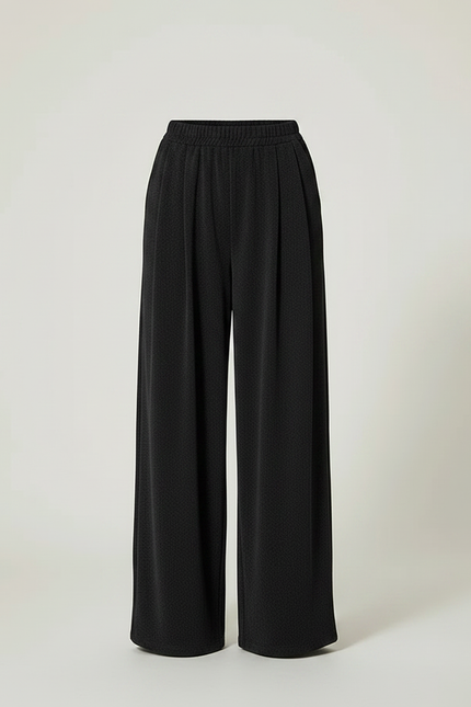 Pantalon À Pince Noir Ample Plissé Confortable Femme - Polyester - vue 3