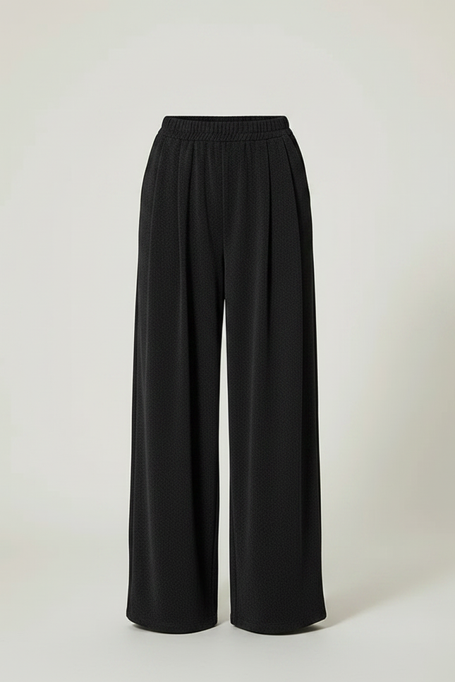 Pantalon À Pince Noir Ample Plissé Confortable Femme - Polyester - vue 3