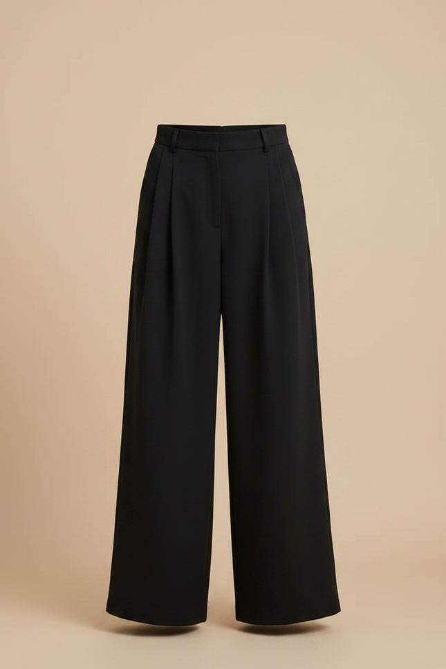Pantalon À Pince Noir Ample Fluide Décontracté Fille - Polyester - vue 3