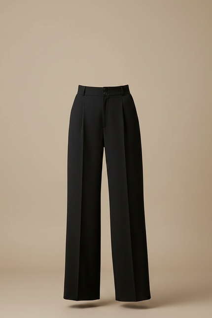 Pantalon À Pince Noir Fluide Taille Haute Élégant - Polyester - vue 3
