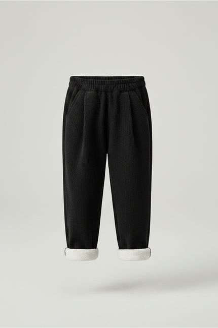 Pantalon À Pince Noir Côtelé Doublé Chaud Enfant - Cordé - vue 3