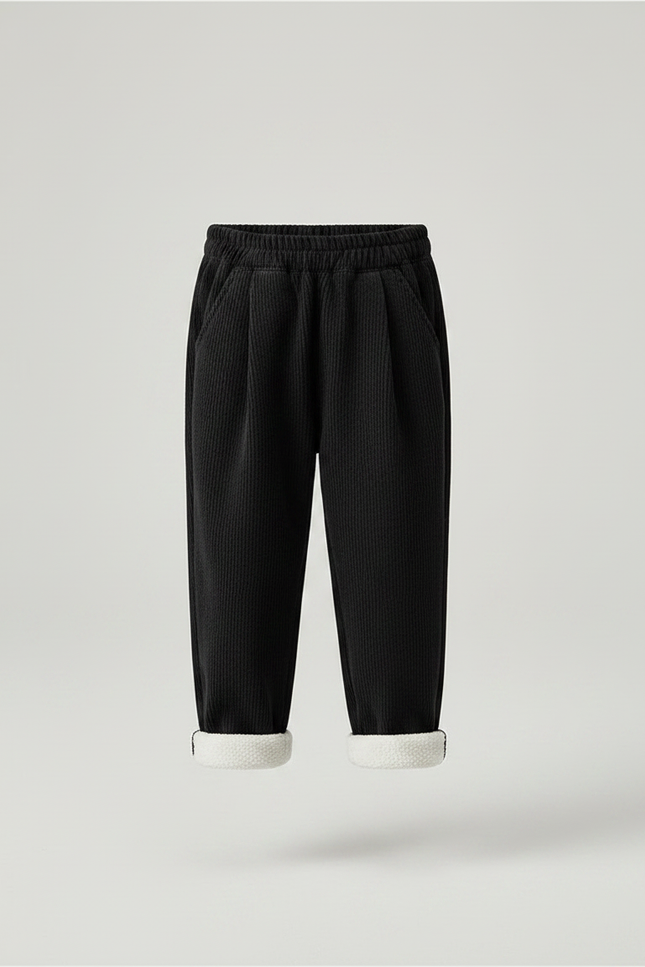 Pantalon À Pince Noir Côtelé Doublé Chaud Enfant - Cordé - vue 3