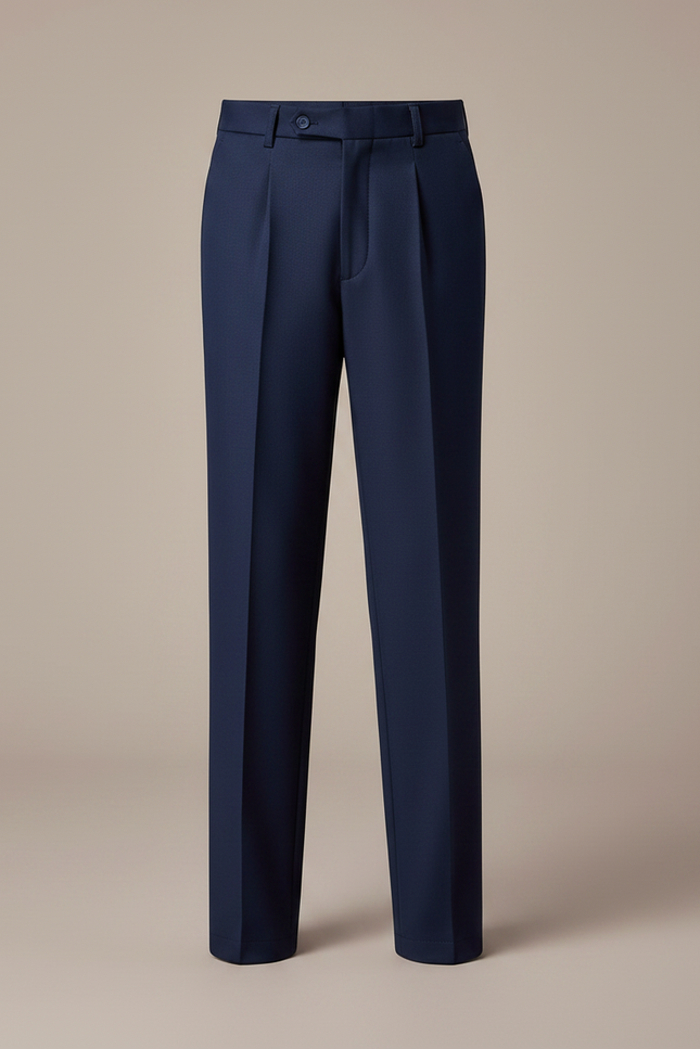 Pantalon À Pince Bleu Marine Ample Plissé Scolaire Enfant - Gabardine - vue 3