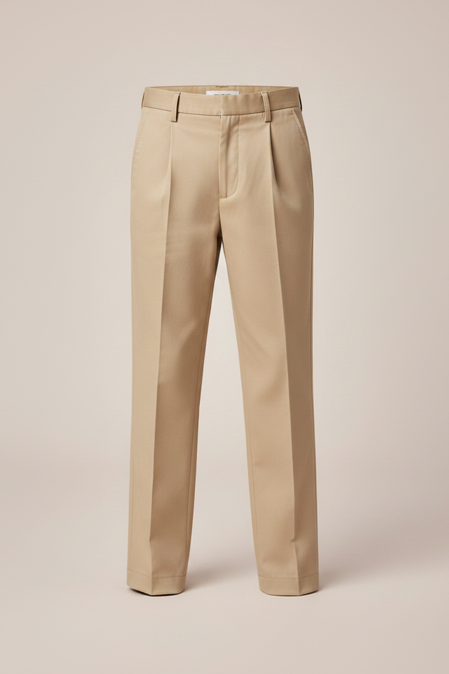 Pantalon À Pince Beige Plissé Droit Enfant Élégant - Gabardine - vue 3