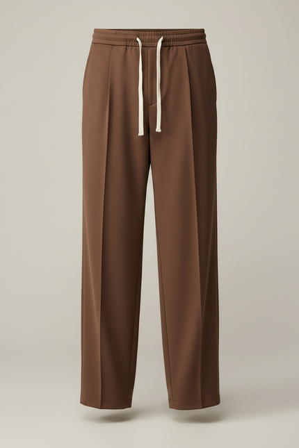 Pantalon À Pince Marron Droit Ample Décontracté Homme - Polyester - vue 3