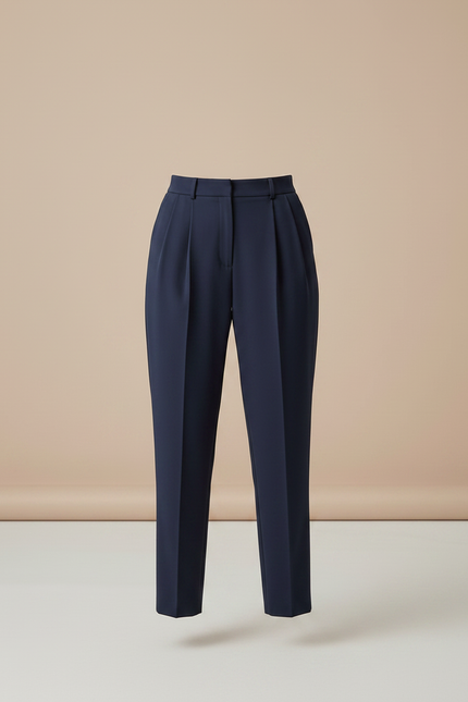 Pantalon À Pince Bleu Marine Fluide Ample Élégant Femme - Polyester - vue 3