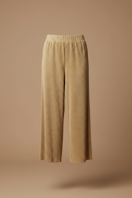 Pantalon À Pince Plissé Beige Ample Fluide Élégant - Polyester - vue 3