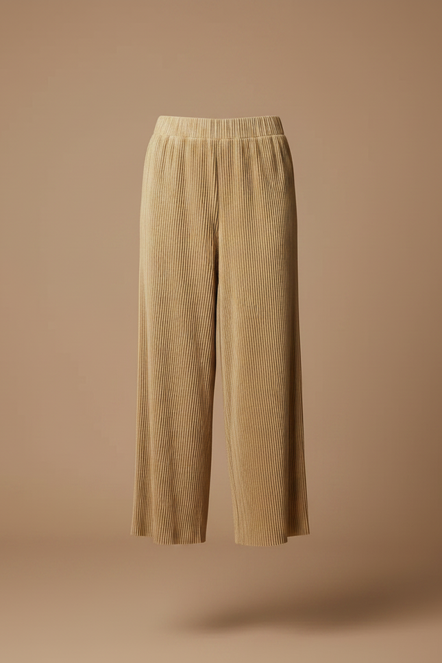 Pantalon À Pince Plissé Beige Ample Fluide Élégant - Polyester - vue 3