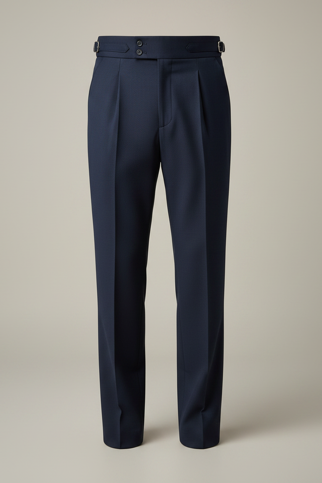 Pantalon À Pince Bleu Marine Élégant Plissé Décontracté - Gabardine - vue 3