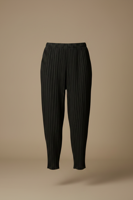 Pantalon À Pince Noir Plissé Fluide Ample Femme - Polyester - vue 3