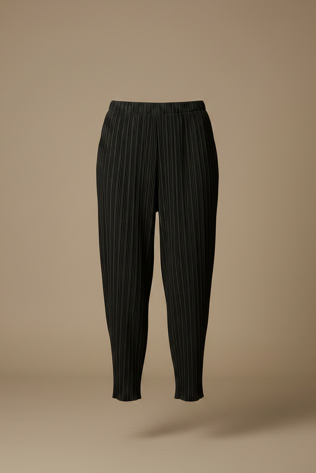 Pantalon À Pince Noir Plissé Fluide Ample Femme - Polyester - vue 3