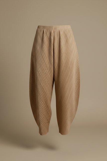 Pantalon À Pince Plissé Beige Ample Décontracté Fluide - Polyester - vue 3