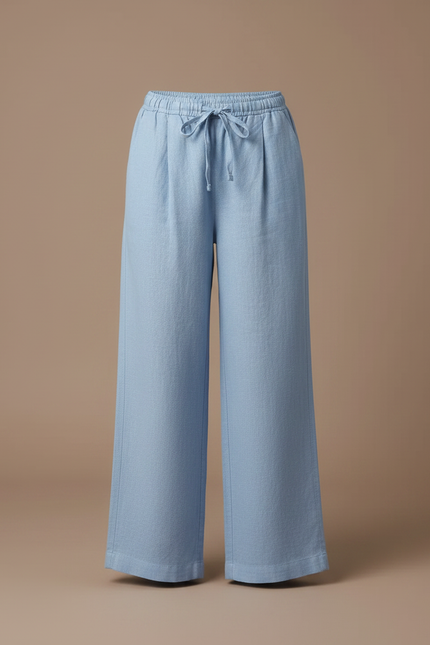 Pantalon À Pince Bleu Ciel Ample Lin Enfant - vue 3