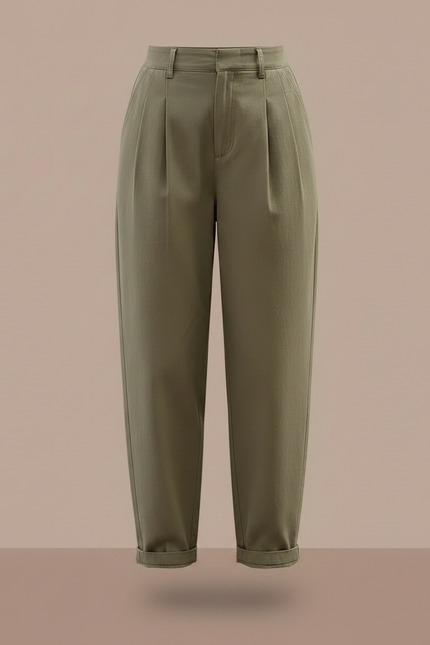 Pantalon À Pince Kaki Plissé Harem Décontracté Femme - Toile - vue 3