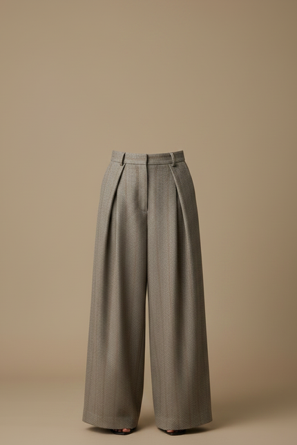 Pantalon Gris À Pince Femme - Tweed - vue 3