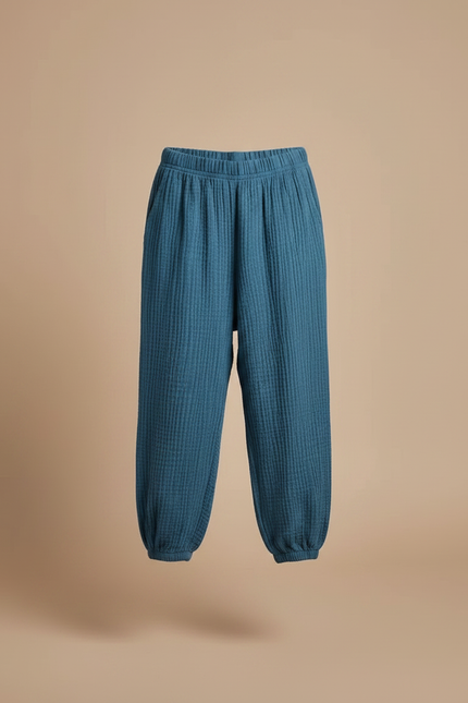 Pantalon À Pince Bleu Coton Plissé Ample Enfant - vue 3