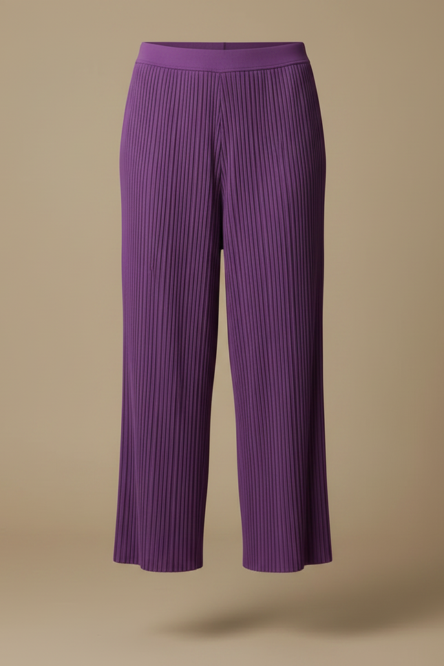 Pantalon À Pince Plissé Violet Ample Décontracté Fluide - Polyester - vue 3