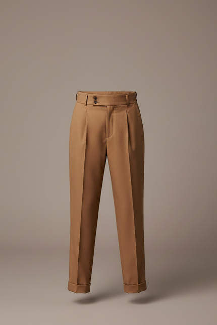 Pantalon À Pince Marron Plissé Élégant Classique Enfant - Gabardine - vue 3