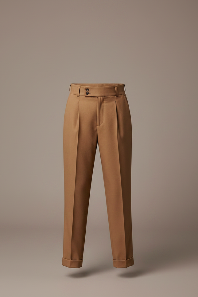 Pantalon À Pince Marron Plissé Élégant Classique Enfant - Gabardine - vue 3