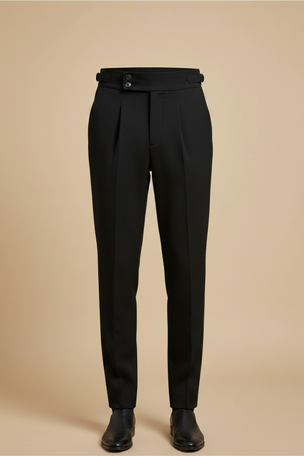 Pantalon À Pince Noir Plissé Élégant Homme Drapé - Gabardine - vue 3