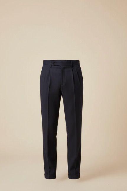 Pantalon À Pince Bleu Marine Élégant Décontracté Homme - Gabardine - vue 3