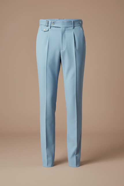Pantalon À Pince Bleu Ciel Plissé Droit Élégant Homme - Polyester - vue 3