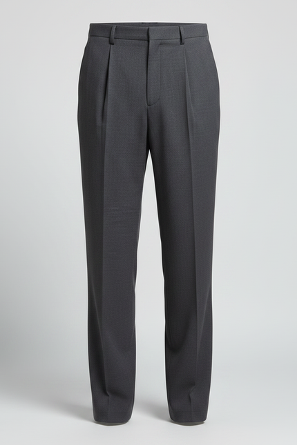 Pantalon À Pince Gris Anthracite Plissé Droit Élégant Homme - Gabardine - vue 3