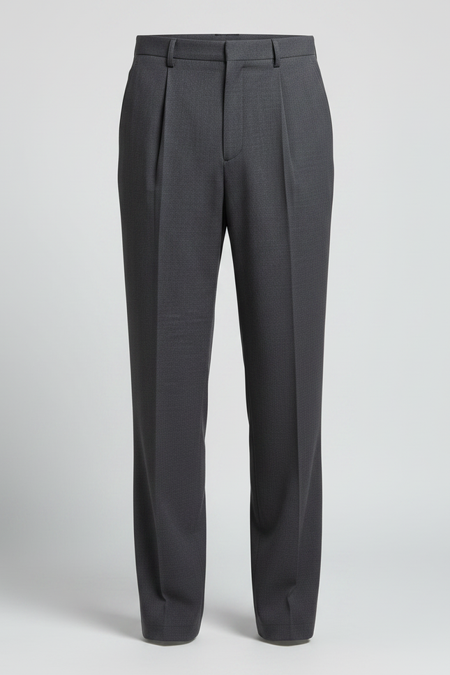 Pantalon À Pince Gris Anthracite Plissé Droit Élégant Homme - Gabardine - vue 3