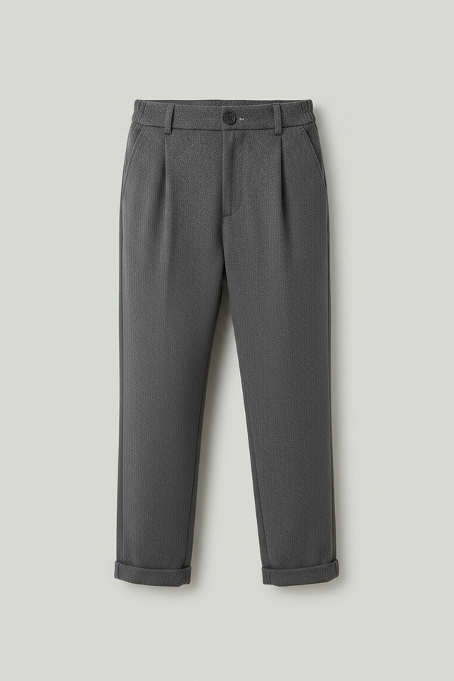 Pantalon À Pince Gris Plissé Hiver Garçon Décontracté - Maille - vue 3
