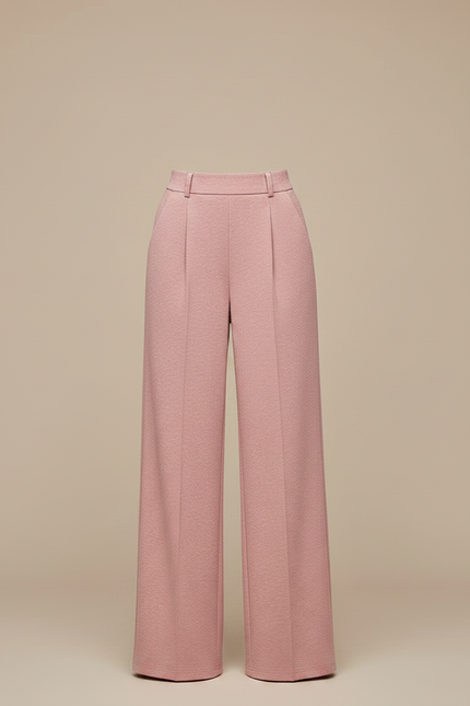 Pantalon À Pince Rose Poudré Ample Fluide Élégant - Maille - vue 3