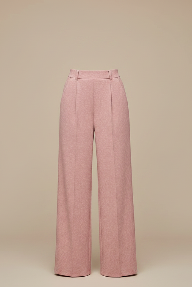 Pantalon À Pince Rose Poudré Ample Fluide Élégant - Maille - vue 3