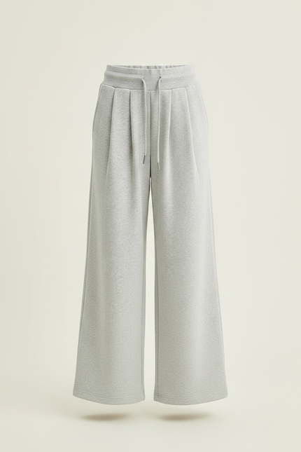 Pantalon À Pince Gris Clair Ample Décontracté Cordon - Molleton - vue 3