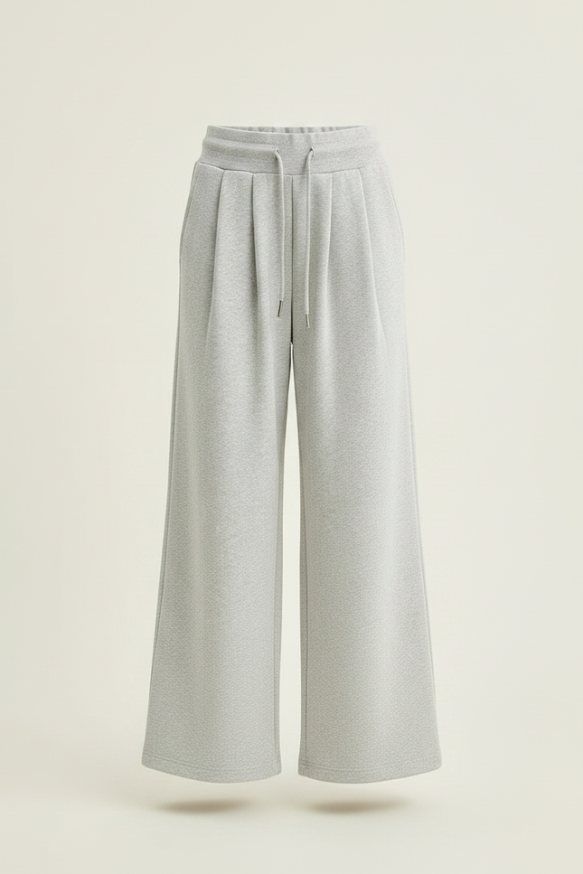 Pantalon À Pince Gris Clair Ample Décontracté Cordon - Molleton - vue 3
