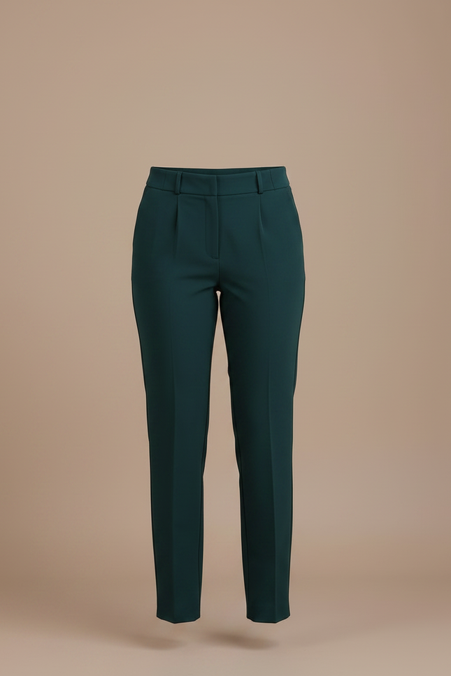 Pantalon À Pince Vert Émeraude Taille Haute Élégant Femme - Gabardine - vue 3