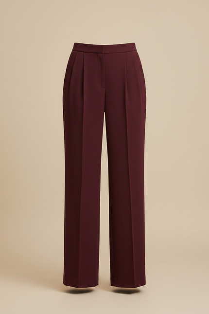 Pantalon À Pince Bordeaux Plissé Ample Femme Élégant - Polyester - vue 3