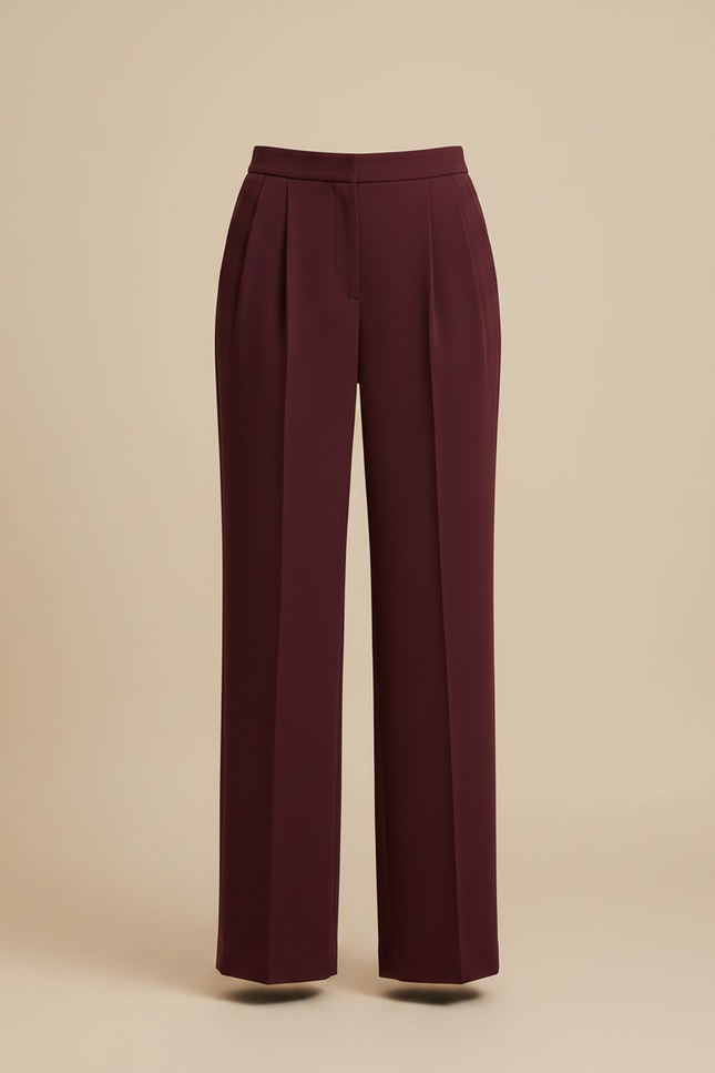 Pantalon À Pince Bordeaux Plissé Ample Femme Élégant - Polyester - vue 3
