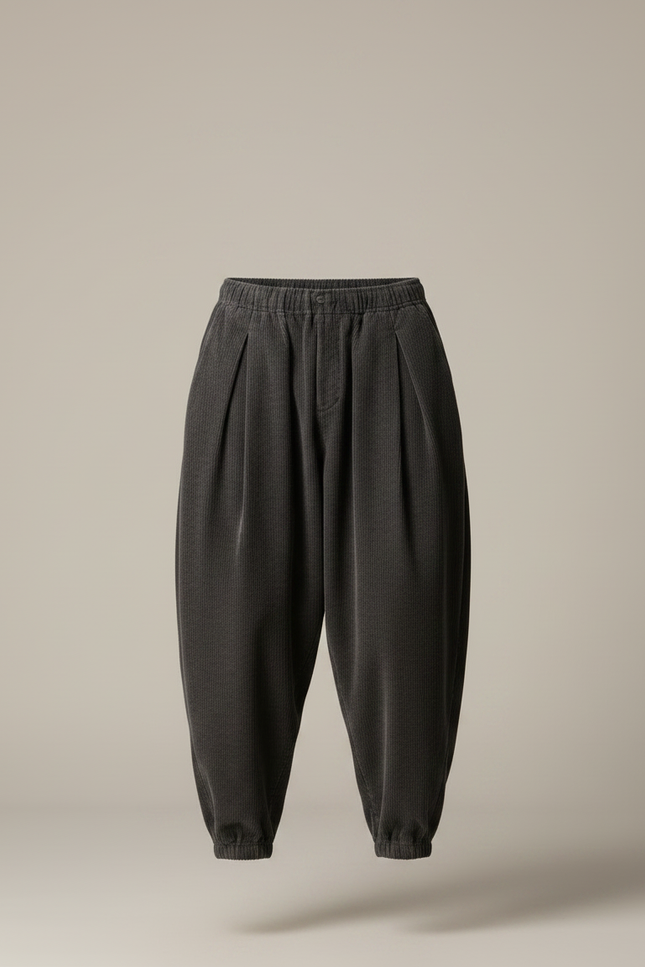 Pantalon À Pince Gris Côtelé Ample Décontracté Homme - Cordé - vue 3