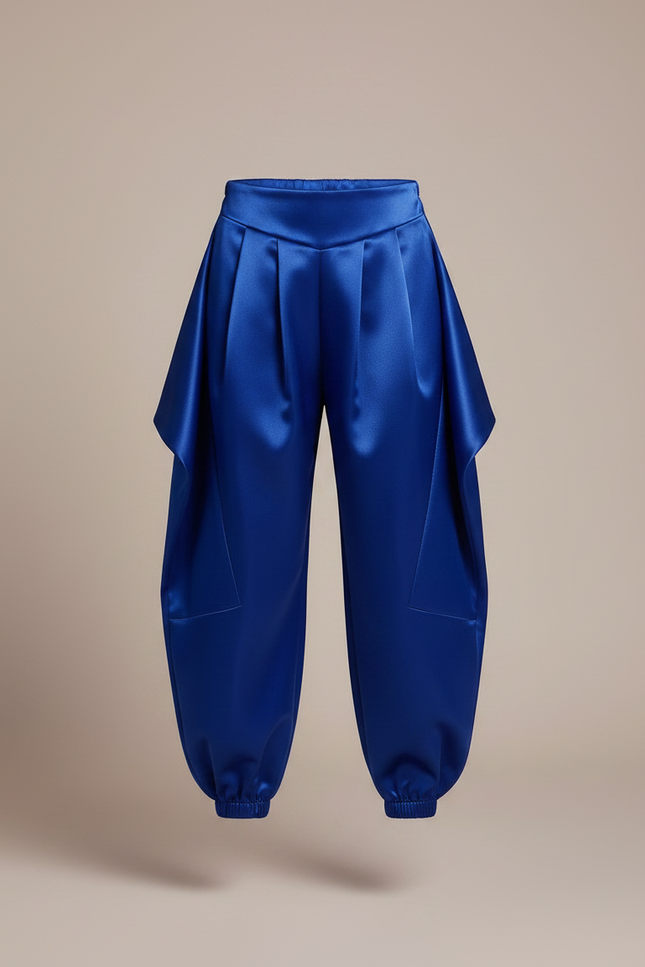 Pantalon À Pince Bleu Royal Satiné Ample Enfant - vue 3