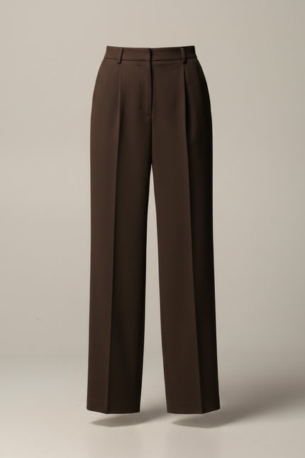 Pantalon À Pince Marron Large Fluide Élégant - Polyester - vue 3