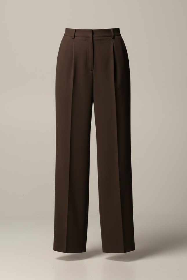 Pantalon À Pince Marron Large Fluide Élégant - Polyester - vue 3