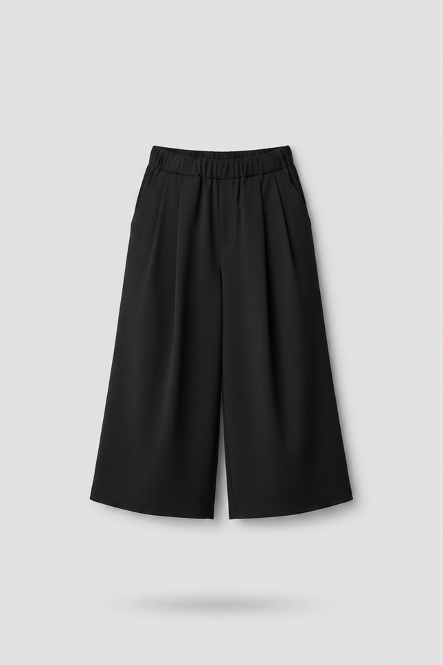 Pantalon À Pince Noir Plissé Ample Décontracté Enfant - Polyester - vue 3
