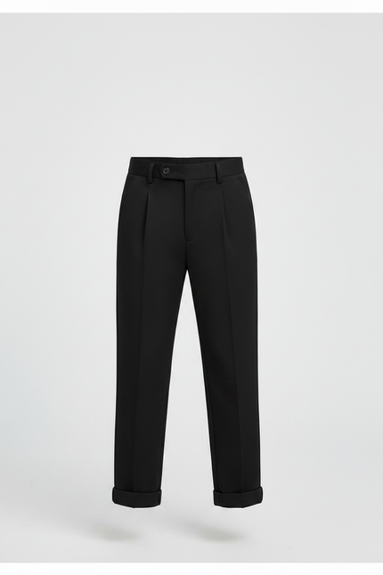 Pantalon À Pince Noir Plissé Élégant Enfant Scolaire - Gabardine - vue 3